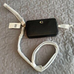 NWT Coach Polished Pebble Leather Kira Crossbody - Black